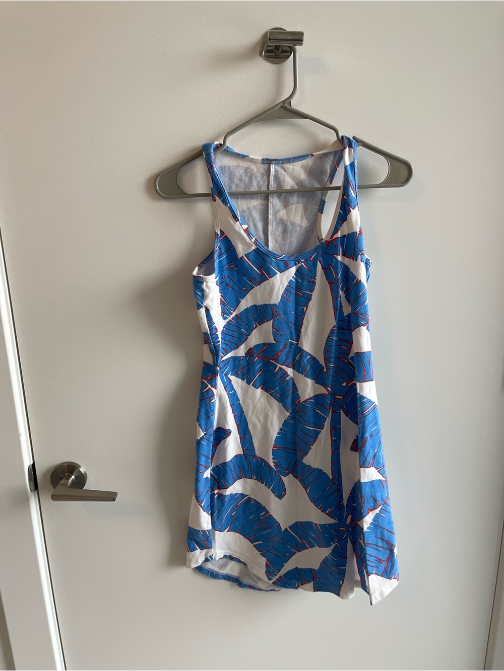 Mahi Gold Blue Palm-Print Racerback Summer Dress